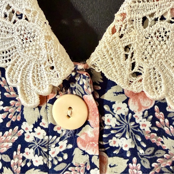 Vintage Floral Dress and Lace Collar Size 8 Petite Cottagecore, Farmhouse - Picture 5 of 12